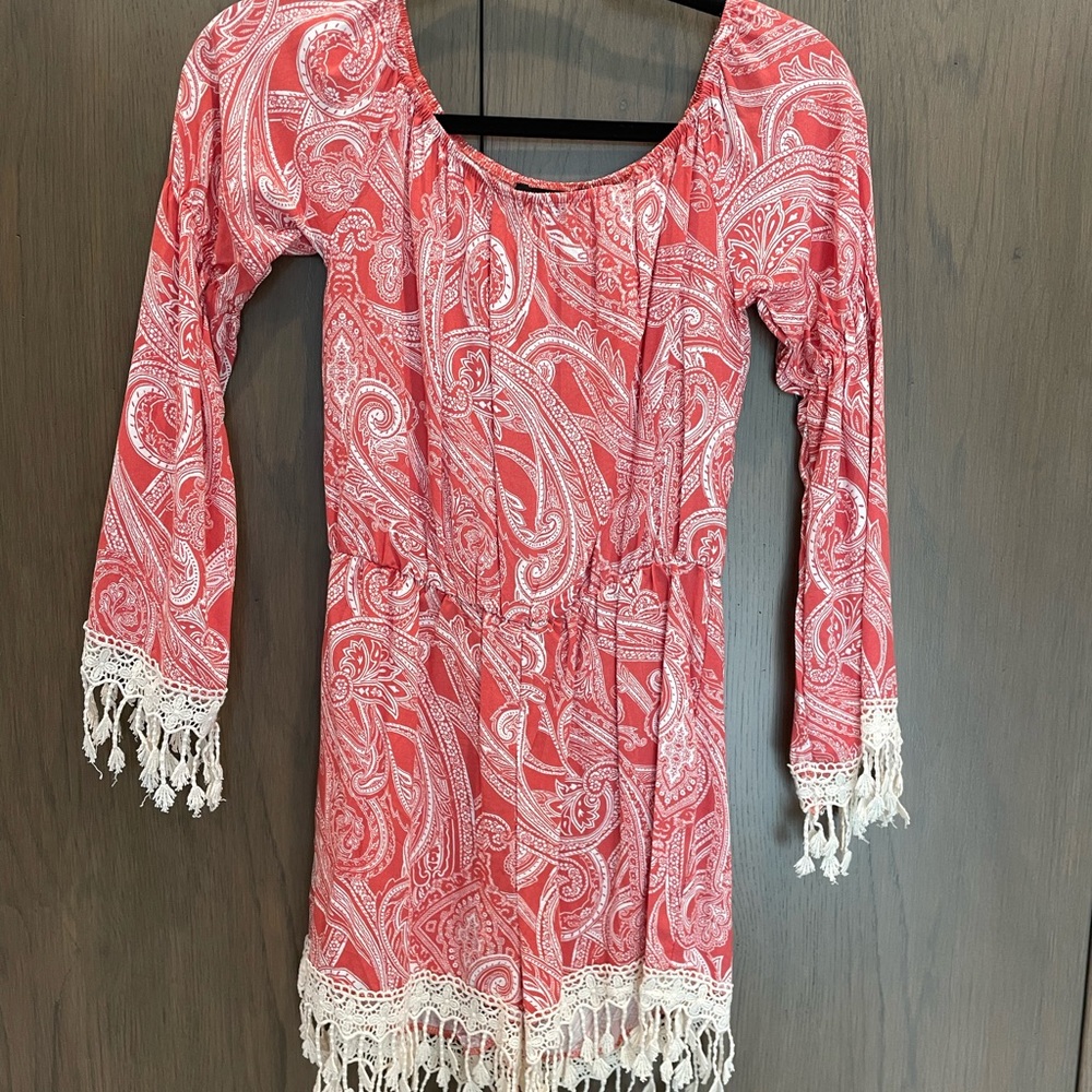 🎀 See You Monday NWOT Boho fringed shorts jumpsuit romper size Small 🎀